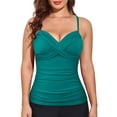 thumbnail image 3 of Hilor Womens Underwire Tankini Top Swimwear Twist V Neck Swimsuits Tummy Control Crossback Bathing Suits Top Only, 3 of 7