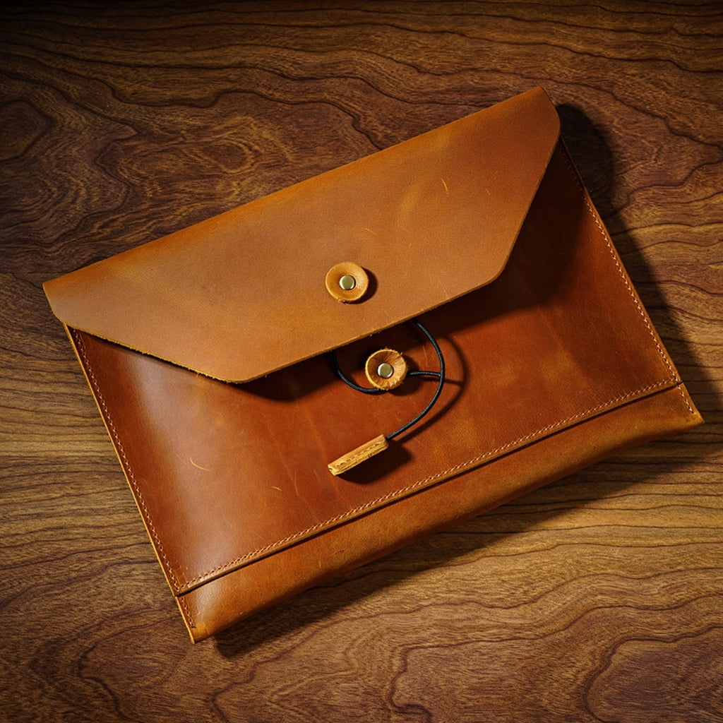 PU Leather File Folder with Multiple Card Slot, String Closure Document Holder