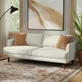 thumbnail image 4 of Simpli Home Livingston 76 inch Wide Mid-Century Modern Loveseat Sofa in Cream White Woven-Blend Fabric, 4 of 10
