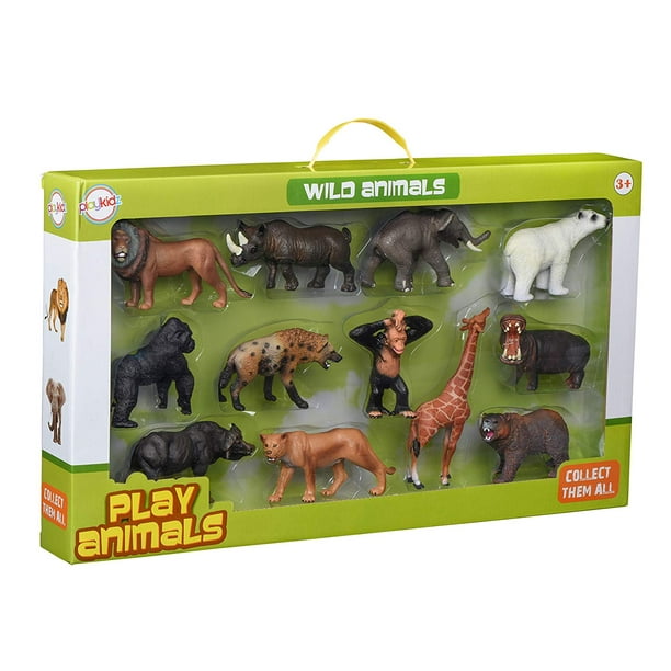 Playkidz Safari Animals Figures, Plastic Animals, Realistic Wild Vinyl  Animals for Kids, Toddler, Child, 12 Piece Gift Set 