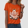 thumbnail image 2 of Halloween Shirts for Women T-Shirts for Women Casual Graphic Tee with Round Neck and Distinct Pattern Seasonal Summer Out for Jeans Orange XXL, 2 of 5