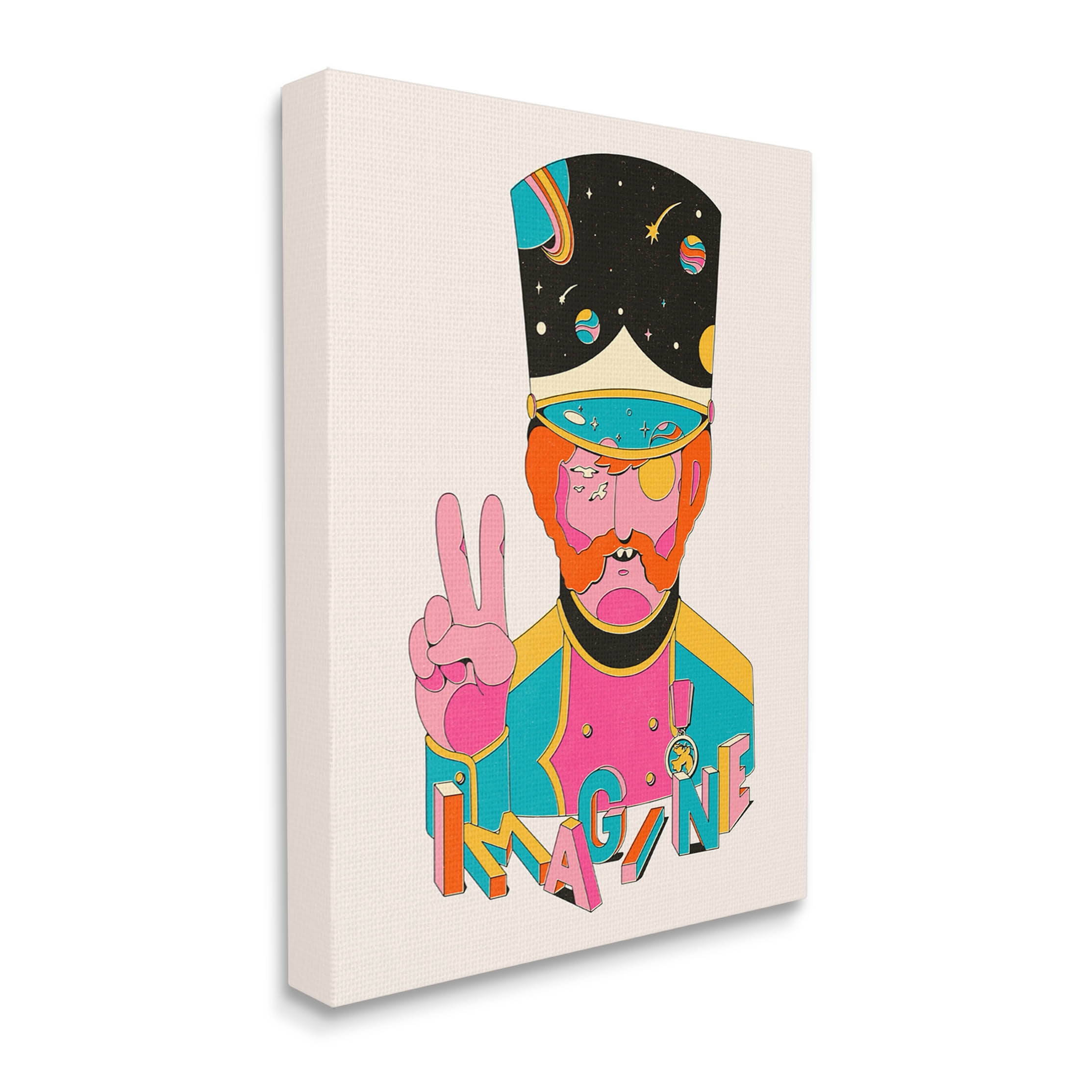 Stupell Industries Imagine Abstract Retro Peace Sign Graphic Art Gallery Wrapped Canvas Print Wall Art, Design by Matheus Lopes Castro