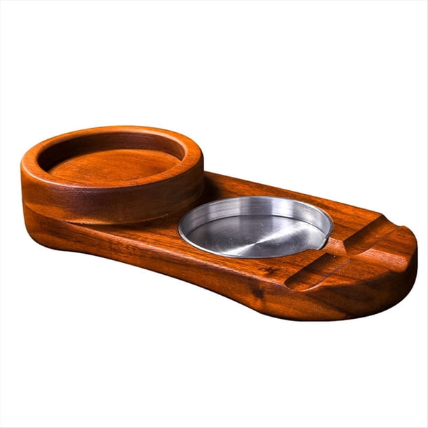 Juego de Ceniceros de Madera: Bandeja para Copas de Vino y Cenicero de Madera, Cenicero Extraíble para Exteriores, Regalo Ideal para las Fiestas