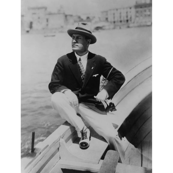 Benito Mussolini Seated On Boat History (24 x 36)