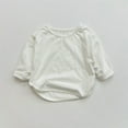 thumbnail image 2 of Hessimy Kids Boys Girls Long Sleeve T-Shirts Baby Toddler Casual Solid Color Crewneck Basic Tops Layering Tees Soft Sleep Wear Back To campus Peplum Bottoming Flounce (White,7-8 Years), 2 of 4