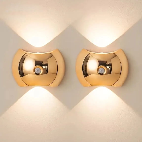 LED Modern Indoor Wall Light with Motion Sensor 3 Color Modes 2700K/4500K/6500K USB Rechargeable Magnetic Portable Wall Sconce for Living Room Bedroom 2 Packs