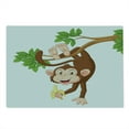 thumbnail image 2 of Cartoon Cutting Board, Funny Monkey Hanging from Tree and Holding Banana Jungle Animals Theme Print, Decorative Tempered Glass Cutting and Serving Board, Large Size, Chocolate White, by Ambesonne, 2 of 5