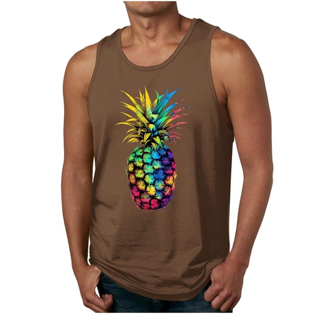 Casual Tops de Verano de la Moda de los Hombres sin Mangas Impreso Cuello Redondo, Camisa Ligera Y Cómoda para Diario