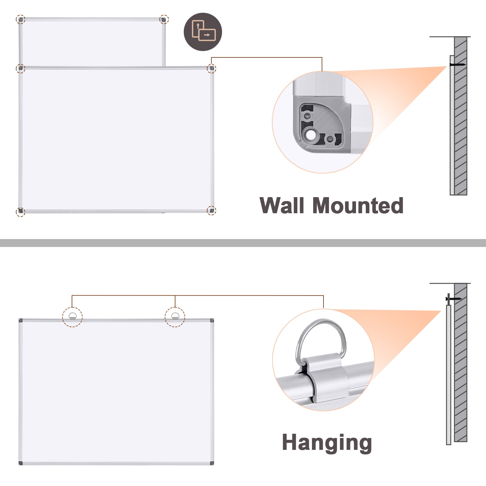 Comix Magnetic Dry Erase Board, 24 x 18 inches Wall Mounted Whiteboard, Aluminum Frame White Board with Pen Tray