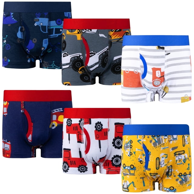 BIG ELEPHANT Paquete de 6 Bóxers para Niños – 100% Algodón, Ropa Interior Suave y Transpirable para Niños Pequeños, Tallas 3-9 Años