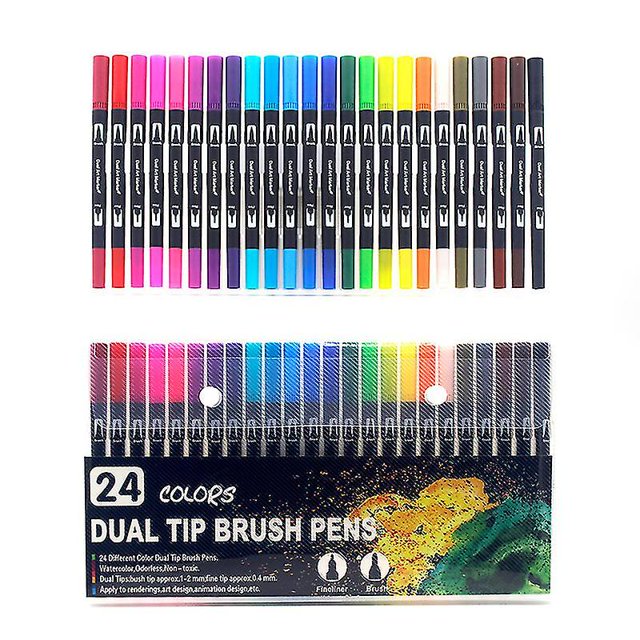 Rotuladores artísticos, bolígrafos para dibujar, pintar, Fineliner, puntas dobles, pincel para acuarela, caligrafía, suministros de arte, b-24 colores kaili Sencillez