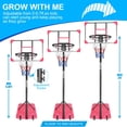 thumbnail image 3 of Portable Basketball Hoop,Outdoor Basketball Hoop Adjustable Height 5.6ft - 7ft,28 Inch Backboard with 2 Wheels for Kids Youth in Backyard Driveway,Pink, 3 of 8