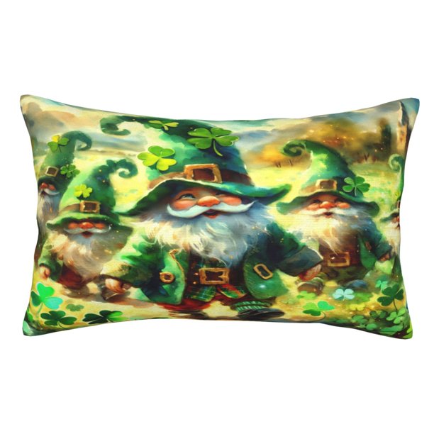Fotbe st. patrick’s day gnomes Funda de Almohada Decorativa Estilo Occidental, Lujo en Algodón, Fundas para Almohadas King, Cojín Estampado para Decoración del Hogar-20"x30"
