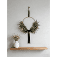thumbnail image 4 of Modern Olive Leaf Hoop Wreath - 18in Circular Metal Base with Green Velvet Ribbon - Minimalist Winter & Holiday Greenery Decoration, 4 of 9