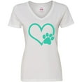 thumbnail image 3 of Inktastic Teal Heart With Paw Print Women's V-Neck T-Shirt, 3 of 5