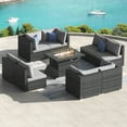 thumbnail image 3 of RADIATA 9 Pcs Rattan Outdoor Patio Sets with Fire Pit Table Light Gray, 3 of 10