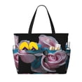 thumbnail image 1 of Kdxio Blue Lipped Pit Viper And Three Pink Roses Pattern Large Capacity Beach Travel Bag with Zipper Multiple Pockets Foldable Waterproof Tote for Pool Gym Camping Travel, 1 of 7