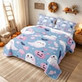thumbnail image 3 of Erosebridal Kawaii Ghost Bed Spread Queen, Cartoon Lollipop Candy Queen Coverlet Set for Girls, Sky Blue Pink White, 3pcs 1 Quilt and 2 Pillowcases, 3 of 7