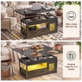 thumbnail image 4 of 40" Farmhouse Lift Top Coffee Table for Living Room, 4 in 1 Storage Coffee Table with Fabric Drawers, Display Cabinet & LED Strip, Small Wood Sofa Side Table, Black, 4 of 9