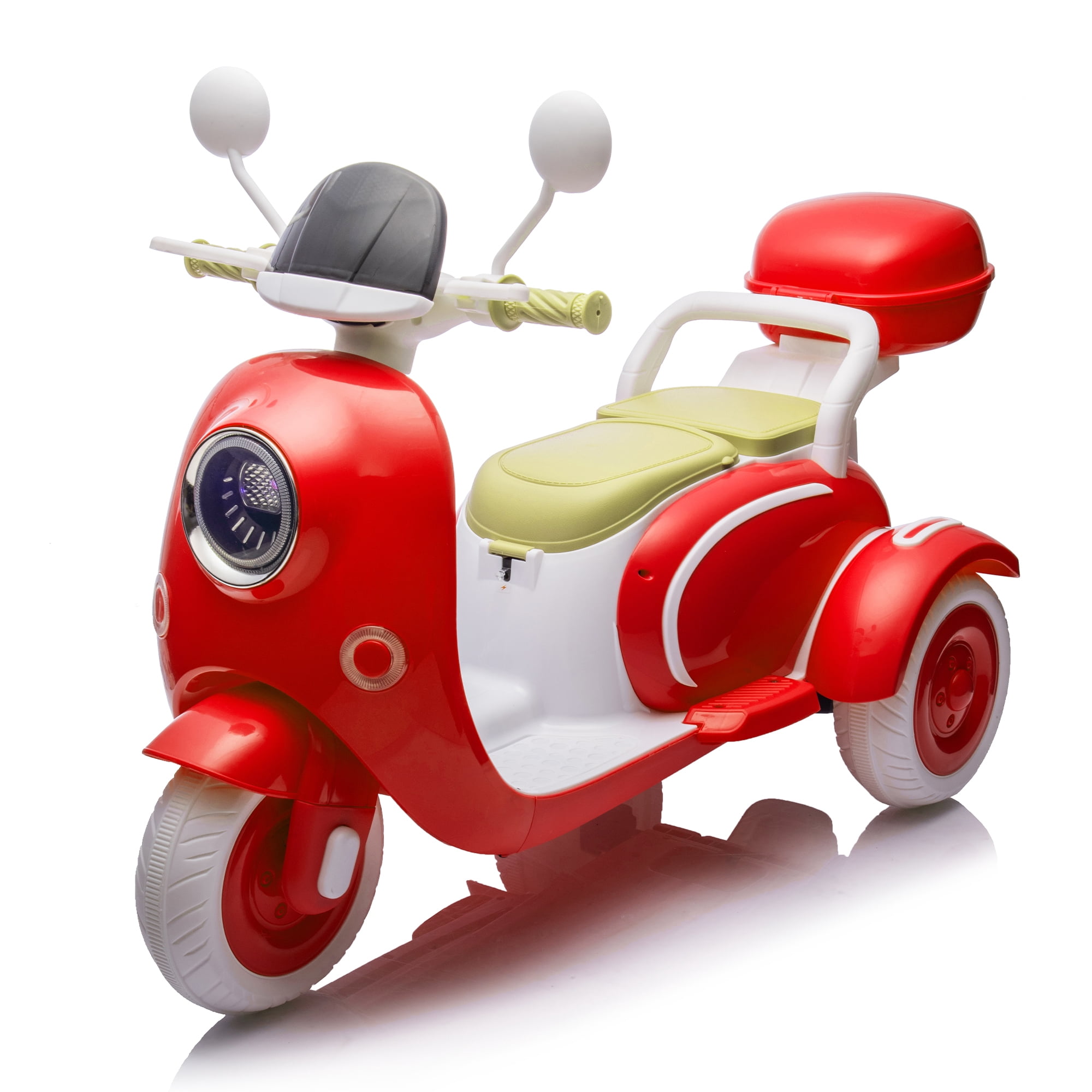 Xuanlur Upgrade 12V 2 Seater Dual Motor Kids Motorcycle, Girls Ride on Toys with Storage Compartments, Slow Start, USB, Bluetooth, Motorcycle for Kids Aged 3+(Red)