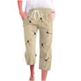 thumbnail image 1 of YDLCAFD Women's Spring And Summer Printed Lace Up Pocket Loose Wide Legged Capris (3), 1 of 4