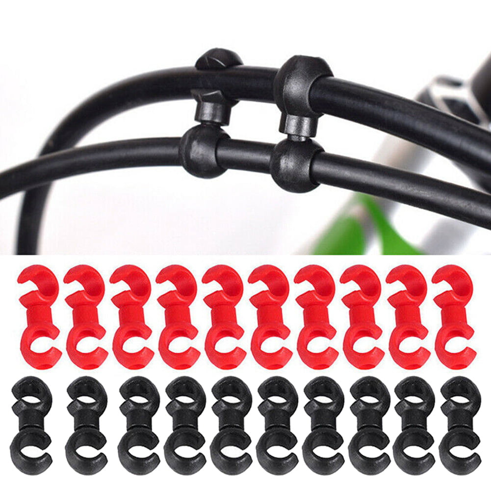 20PCS Bike Cable Clips Plastic Bicycle Cable Clips Rotating S-Hook Clips Bike MTB Brake Gear Housing Fixing Holder Guide S Style Buckle Clips