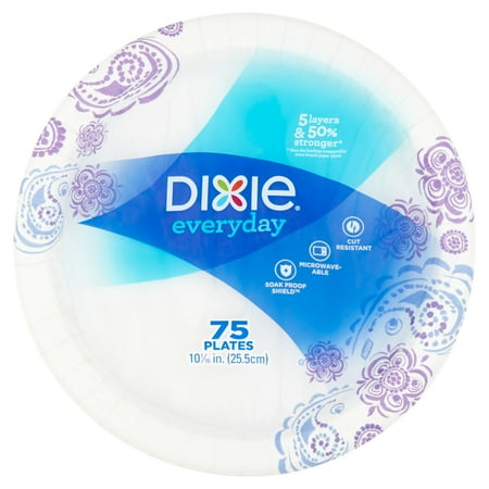 Dixie Everyday Paper Plates, 10 1/16u0022, 75 count