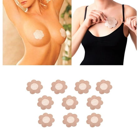 10 X Breast Nipple Cover Petal Self Adhesive Bra Pasties Flower Shape Nude