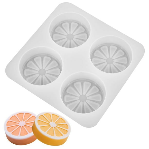 Angoily Silicone Lemon Slice Mold 4-Cavity 6.9 Inch Diy Soap Making Mold Candle Molds for Handmade Crafts Easy Demould Non-Stick Flexible