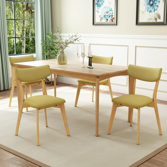 Christopher Knight Home Mid-Century 5-Piece Dining Set with Rectangular Table and 4 Green Tea Upholstered Chairs