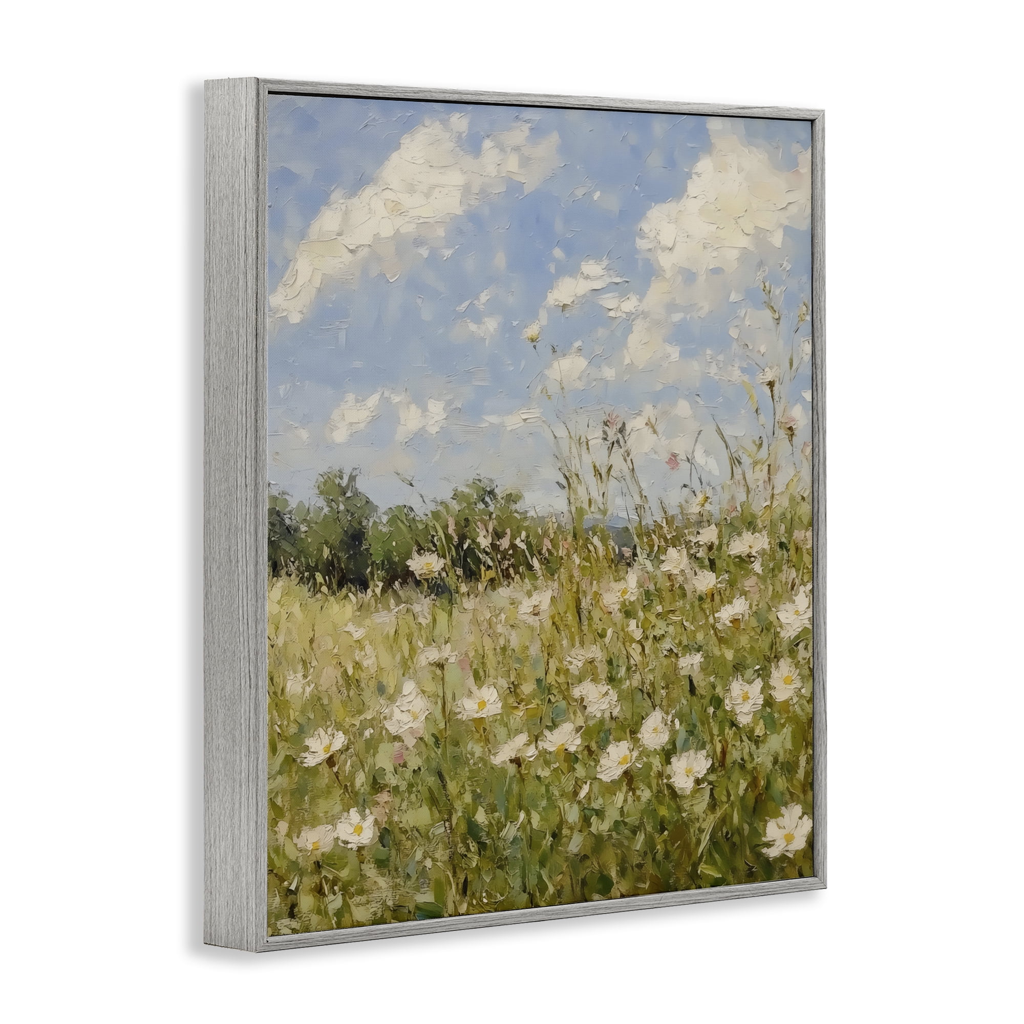 Stupell Industries Wildflower Field Beneath Blue Sky Gray Framed Giclee Art, design by LSR Design Studio