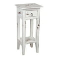 thumbnail image 2 of Shabby Chic Cottage 11.8 in. Heavy Distressed Whitewash Square Solid Wood End Table with 1 Drawer, 2 of 5