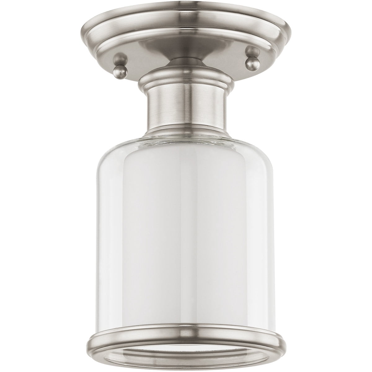 1 Light Brushed Nickel Ceiling Light fixture with Hand Crafted Clear Glass Shade