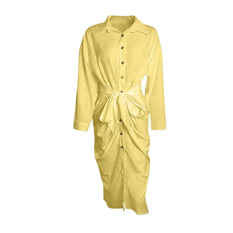 KaLI_store Beach Dress Casual Petite Mini Dress for Woman Empire Waist Dress  Ruched Wrap Dresses Black Yellow,XL - Walmart.com