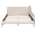 thumbnail image 4 of Beige Daybed With Headboard, Armrest And Frame - Comfortable Sleep Linen Solid Leg Framework Stylish Choice, 4 of 7