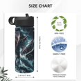 thumbnail image 4 of Honeii Wave Chain Shark Print 18 oz Insulated Water Bottle with Straw Lid, Stainless Steel Sports Water Bottles, Double Walled Vacuum, Leak Proof, 4 of 8