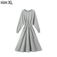 thumbnail image 2 of Vestido midi de manga larga con cinturón para mujer de invierno y otoño Adepaton BST2002053-5, 2 of 7
