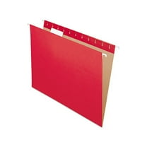 Colored Hanging Folders Letter Size, 1/5-Cut Tab, Red, 25/Box