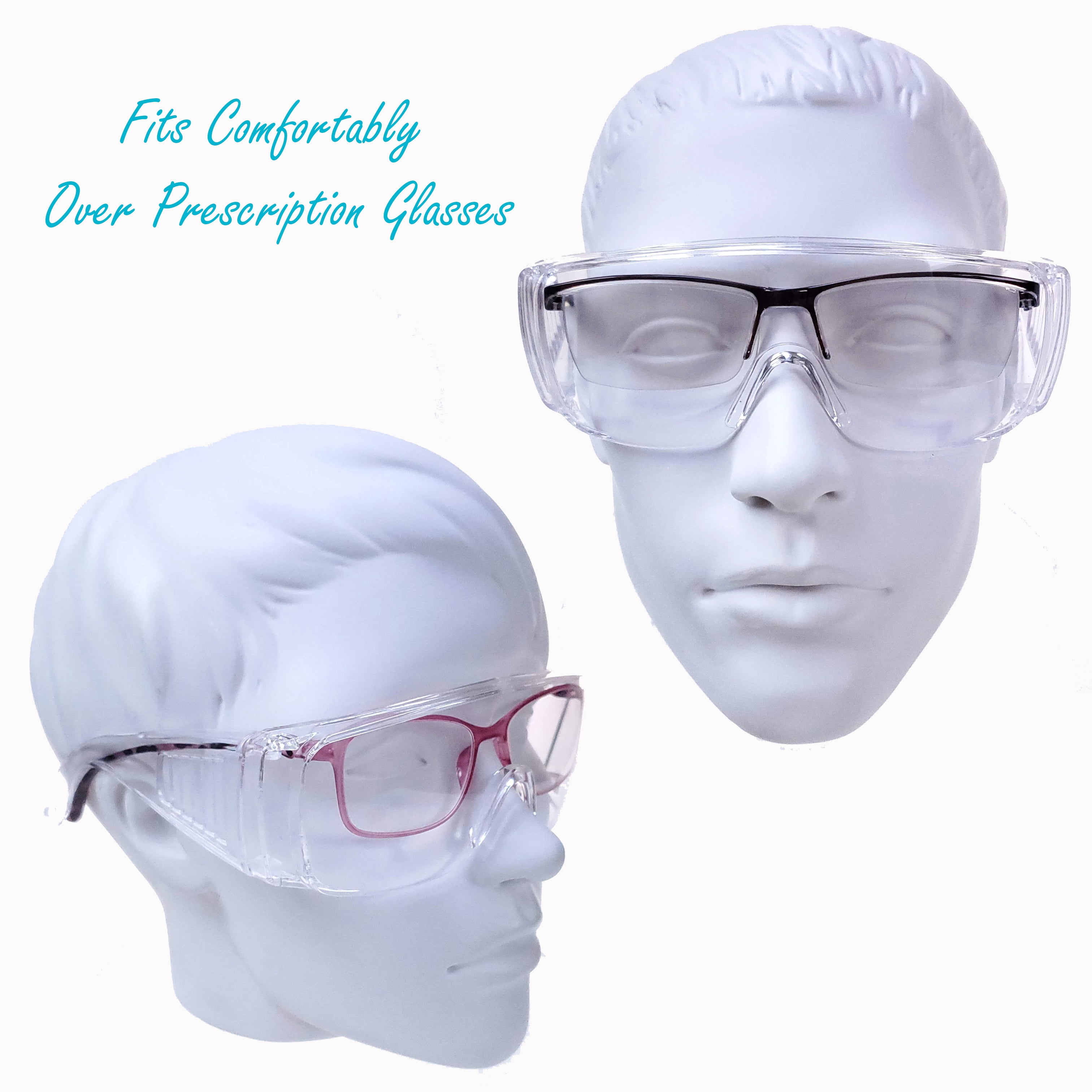 5 Safety Glasses Goggles Protective Eye Protection Chemistry Laboratory Cover Over Splash Resistant Include 1 Lens Cleaning Spray Bottle Ship from Dallas, TX