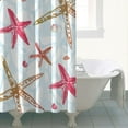 thumbnail image 5 of Nautical Beach Starfish Seahorse Sea Creature Decor, 72x84in Shower Curtain with Hooks, Polyester Quick-Dry Bathroom Curtain, Coastal Marine Style, 5 of 5