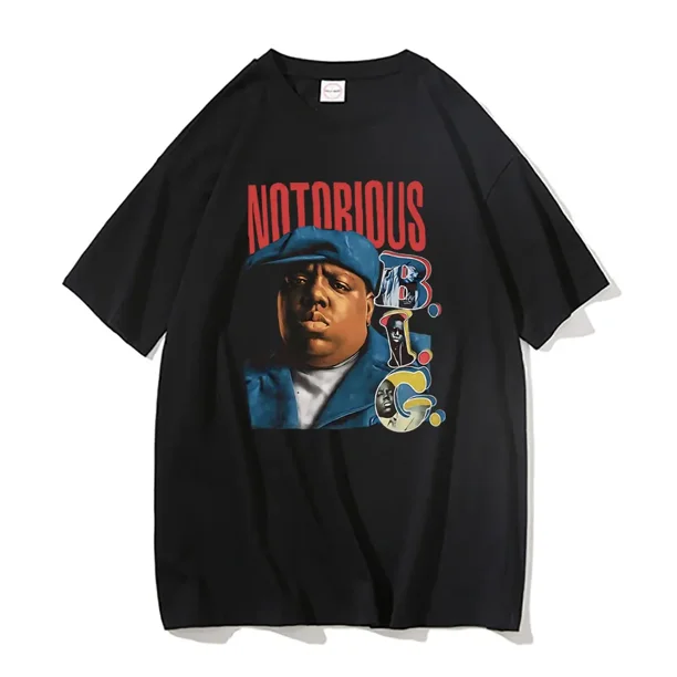 Camiseta gráfica de rapero The Big para hombre, de algodón puro, de manga corta, estilo hip hop, de gran tamaño.