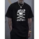 thumbnail image 1 of Men's Dark Skull & Letter Print Casual Tee - Breathable Polyester, Round Neck, Short Sleeve T-Shirt for All Seasons, 1 of 6
