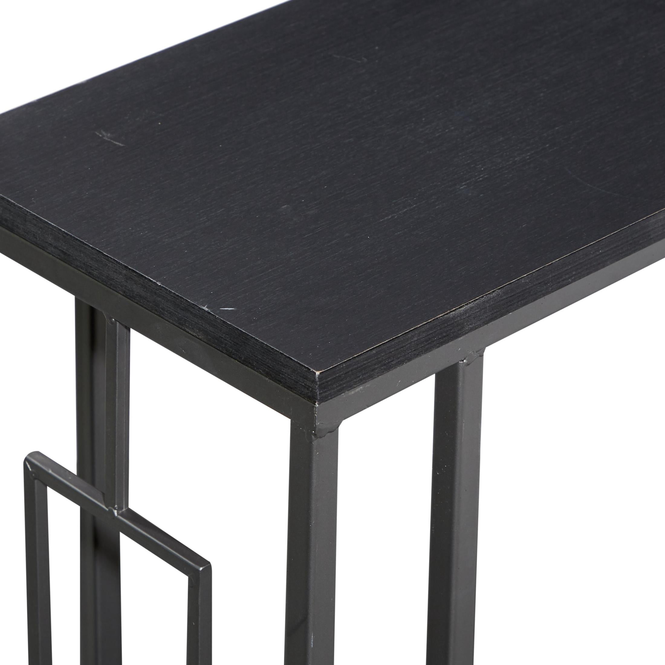 DecMode 19" x 26" Black Metal C-Shaped Accent Table with Black Metal Base, 1-Piece