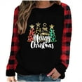 thumbnail image 1 of Clearance Staron Womens Long Sleeve Christmas Shirts Striped Raglan Long Sleeve Tops Xmas Leopard Print Tree Shirts Baseball Blouses Crew Neck Loose Fit Graphic Tees Tops Red L, 1 of 4