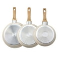 thumbnail image 1 of VEVOR Ensemble de 3 Poêles à Frire Poêlon en Aluminium 8 9.5 11 Po Poignée Préassaisonné Beige, 1 of 9