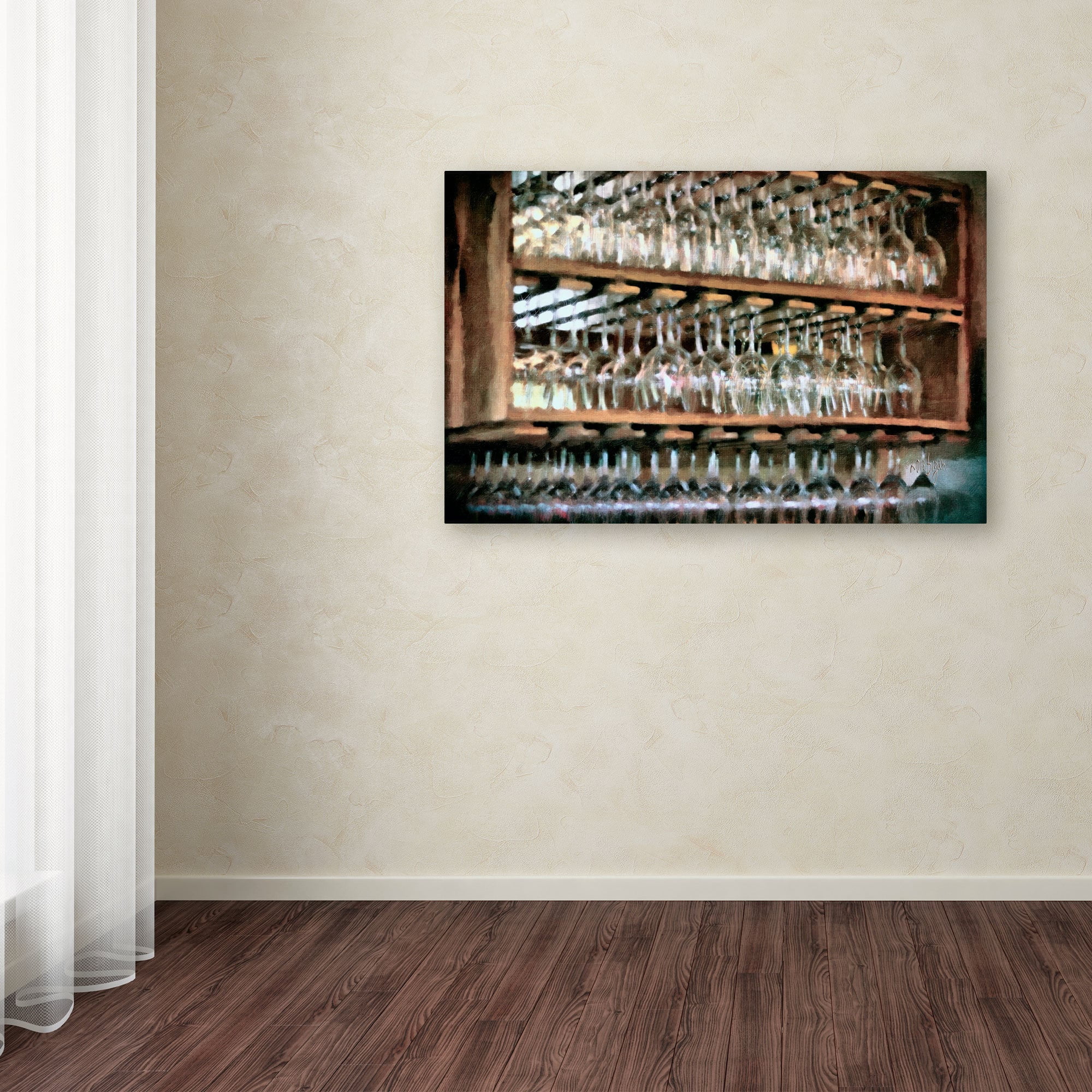 Trademark Fine Art "Drinks on the House in Salmon and Turquoise" Canvas Art by Lois Bryan