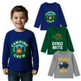 thumbnail image 3 of HILEELANG Toddler Boys（2Y-7Y) Shirt 3-Pack Camping Dinosaurs Graphic Long-Sleeve Tees Winter Cotton Casual Crewneck T-Shirts Sets 3T, 3 of 10