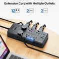 thumbnail image 4 of Cable de extensión de protección contra sobretensiones, NTONPOWER 4000J Regleta de protección contra sobretensiones con 12 salidas y 4 puertos USB (2USB C), extensor de salida de 3 lados, cable de ext, 4 of 5