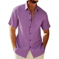 thumbnail image 3 of YOIAVAIOY Hawaiian Shirt for Men Button Down Short Sleeve Shirts Lightweight Casual Summer Beach Shirts Purple M, 3 of 6