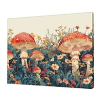12x16 inch Mushroom & Flower Art Paintings For Wall Yard Decor,Modern Style Mushroom Decorative Painting,Family Children'S Room,Man Cave,Lounge,Bedroom Wall Decor Canvas Poster,For Cafes,Bar